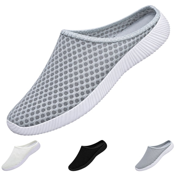 GrmtClth Unisex Slip On Mules Breathable Mesh Casual Slippers Lightweight Non Slip Walking Shoes Comfortable Backless Loafers Outdoor Slide Sandals