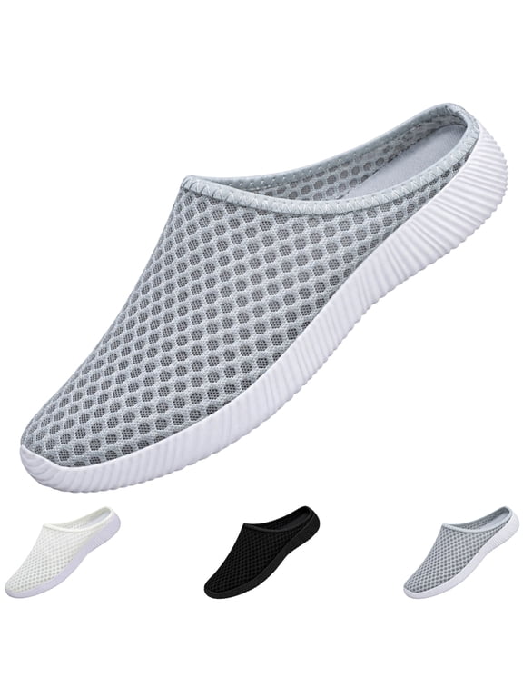 Unisex Slip On Mules Breathable Mesh Casual Slippers Lightweight Non Slip Walking Shoes Comfortable Backless Loafers Outdoor Slide Sandals