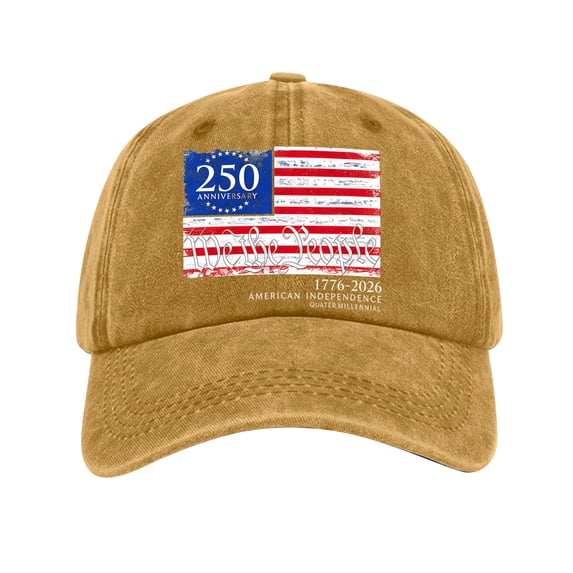 GrmtClth Usa 250th Anniversary Hat Patriotic Hat 1776-2026 American Printed Baseball Hat Retro Traditional Soft Independence Casual Cap Men and Women Yellow One Size