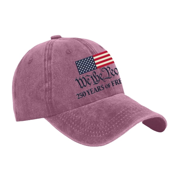 GrmtClth Usa 250th Anniversary Hats Freedoms 1776 Print Baseball Caps Vintage Distressed Washed Cap Fashion Adjustable Headwear Purple