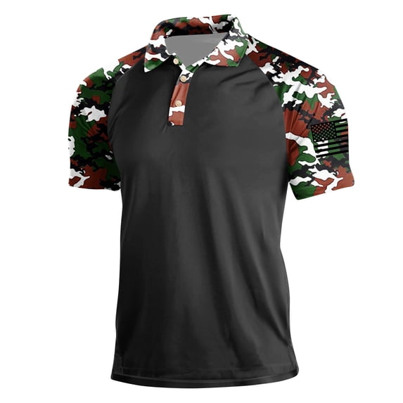 GrmtClth Usa 250th Anniversary Shirt American Flag Patriotic Camo Polo Shirts 4th Of July Graphic Split Color Funny Golf Shirts Button Independence Day Shirt Red XL