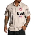 thumbnail image 1 of GrmtClth Usa Flag Print Shirts for Men Independence Day 4th Of July Top Relaxed Fit Button Down Tee Trendy Short Sleeves Collared Clothes Khaki M, 1 of 3