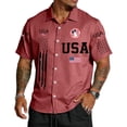 thumbnail image 1 of GrmtClth Usa Flag Print Shirts for Men Patriotic 4th Of July Tops Classic Button Down Tee Soft Short Sleeves Collared Clothing Wine M, 1 of 3