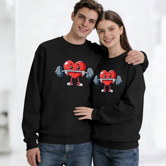 GrmtClth Valentines Mens Sweatshirt Crewneck Novelty Love Letter Couple Sweatshirts Breathable Funny Comfort Soft Long Sleeve Pullovers Black L