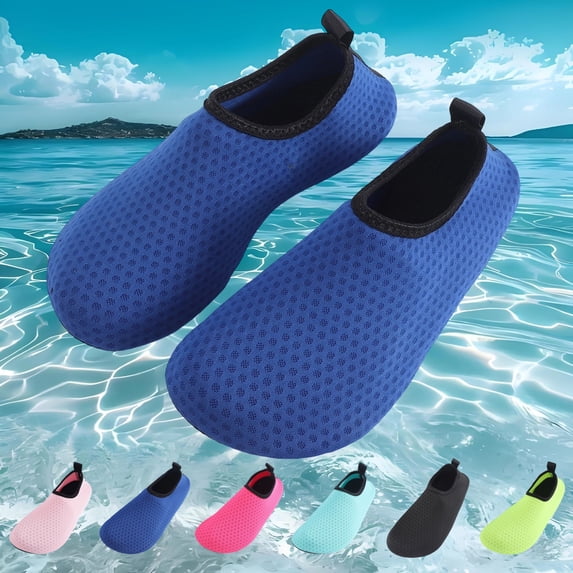 IEMIEMIEM Water Shoes for Women Men Quick-Dry Barefoot Swim Shoes with Non-Slip Rubber Sole Lightweight Slip-On Beach Pool Shoes 8 wide