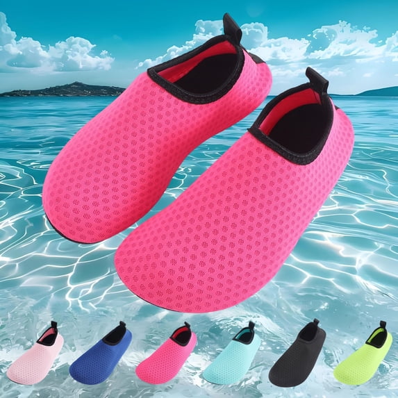 IEMIEMIEM Water Shoes for Women Men Quick-Dry Barefoot Swim Shoes with Non-Slip Rubber Sole Lightweight Slip-On Beach Pool Shoes 8 wide