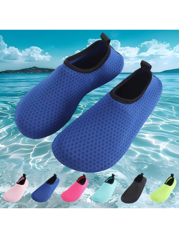 Water Shoes for Women Men Quick-Dry Barefoot Swim Shoes with Non-Slip Rubber Sole Lightweight Slip-On Beach Pool Shoes 9 wide