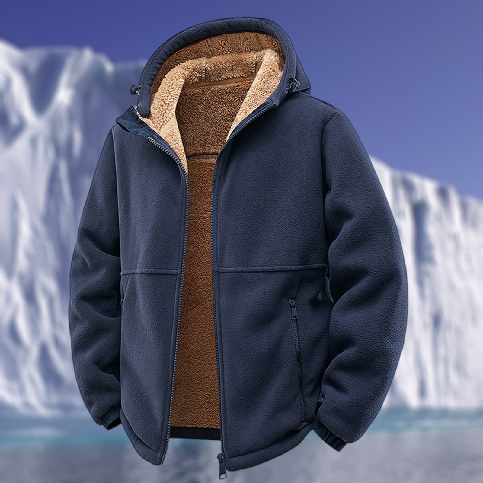 GrmtClth Winter Jackets for Men Sherpa Lined Zip Up Outwear Fuzzy ...