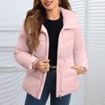 thumbnail image 1 of GrmtClth Winter Jackets for Women Thermal Warm Zip Up Bubble Coat with Hood Windproof Long Sleeve Fall Winter Outerwear Pink M, 1 of 4