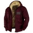 thumbnail image 1 of GrmtClth Winter Mens Jacket Sherpa Lined Zip Up Hoodie Fashion Drawstring Hooded Jackets Coat Heavyweight Warm Jackets with Pockets Red 4XL, 1 of 3