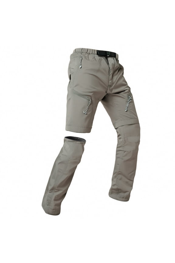 Womens Hiking Pants Convertible Waterproof Rip Cargo Pants Lightweight Zip-Off Actical Pants Baggy Stretch Trousers with Zipper Pockets Khaki L