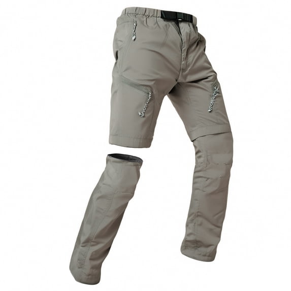 GrmtClth Womens Hiking Pants Convertible Waterproof Rip Cargo Pants Lightweight Zip-Off Actical Pants Baggy Stretch Trousers with Zipper Pockets Khaki L
