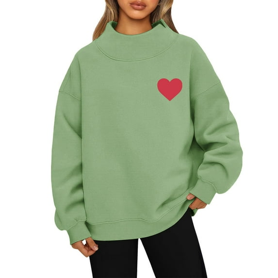 GrmtClth Womens Mock Neck Sweatshirt Trendy Graphic Sweatshirts Comfort Soft Turtleneck Long Sleeve Pullover Sweatshirts Green S
