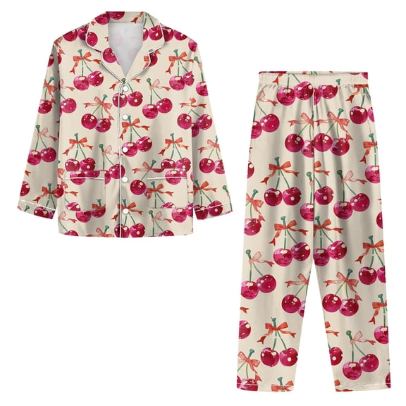 GrmtClth Womens Pajama Sets Cute Long Sleeve and Pant Nightwear Hearts Print Soft Comfy Button Down Sleep Set Hot Pink XXL