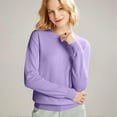 thumbnail image 1 of GrmtClth Womens Sweaters Soft Comfy Knitted Sweaters Fashion Crewneck Long Sleeve Warm Pullover Tops Light Purple L, 1 of 9