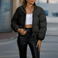 thumbnail image 1 of GrmtClth Womens Winter Jacket Thick Insulated Zip Up Cropped Jackets Comfy Soft Mock Neck Long Sleeve Bubble Coat Black M, 1 of 7
