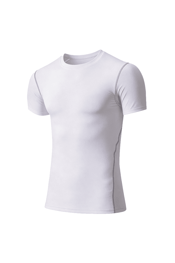 Workout Shirts for Men Short Sleeve Quick Dry Performance Tee Moisture Wicking Athletic Breathable Sport Style Tops Tee Fitness Training Cooling Undershirt White S