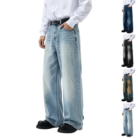 GrmtClth Y2k Baggy Flared Jeans for Men Casual 90s Vintage Bell Bottom Jeans Wide Leg Denim Pants Trendy Relaxed Fit Grunge Pants M