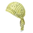 thumbnail image 1 of GrmtClth Yellow Compression Durag for Waves, Satin Paisley Print Do Rag, Secure Fit Headwrap with Extra Long Tails, 1 of 7