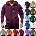 thumbnail image 1 of GrmtClth Zip Up Hoodie Men Full Drawstring Hooded Sweatshirt Multi Zipper Cargo Pockets Long Sleeve Oversized Fall Winter Outdoor Sports Jacket Wine M, 1 of 5