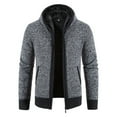 thumbnail image 1 of GrmtClth Zip Up Hoodie Men Slim Fit Long Sleeve Sherpa Fleece Lined Knitted Cardigan Sweater 2025 Winter Thermal Hooded Jackets Coat with Pockets Dark Gray M, 1 of 3