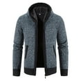 thumbnail image 1 of GrmtClth Zip Up Hoodie Men Fashion Long Sleeve Fleece Lined Knitted Cardigan Sweater 2025 Winter Warm Hooded Jackets Coat with Pockets Blue XL, 1 of 3