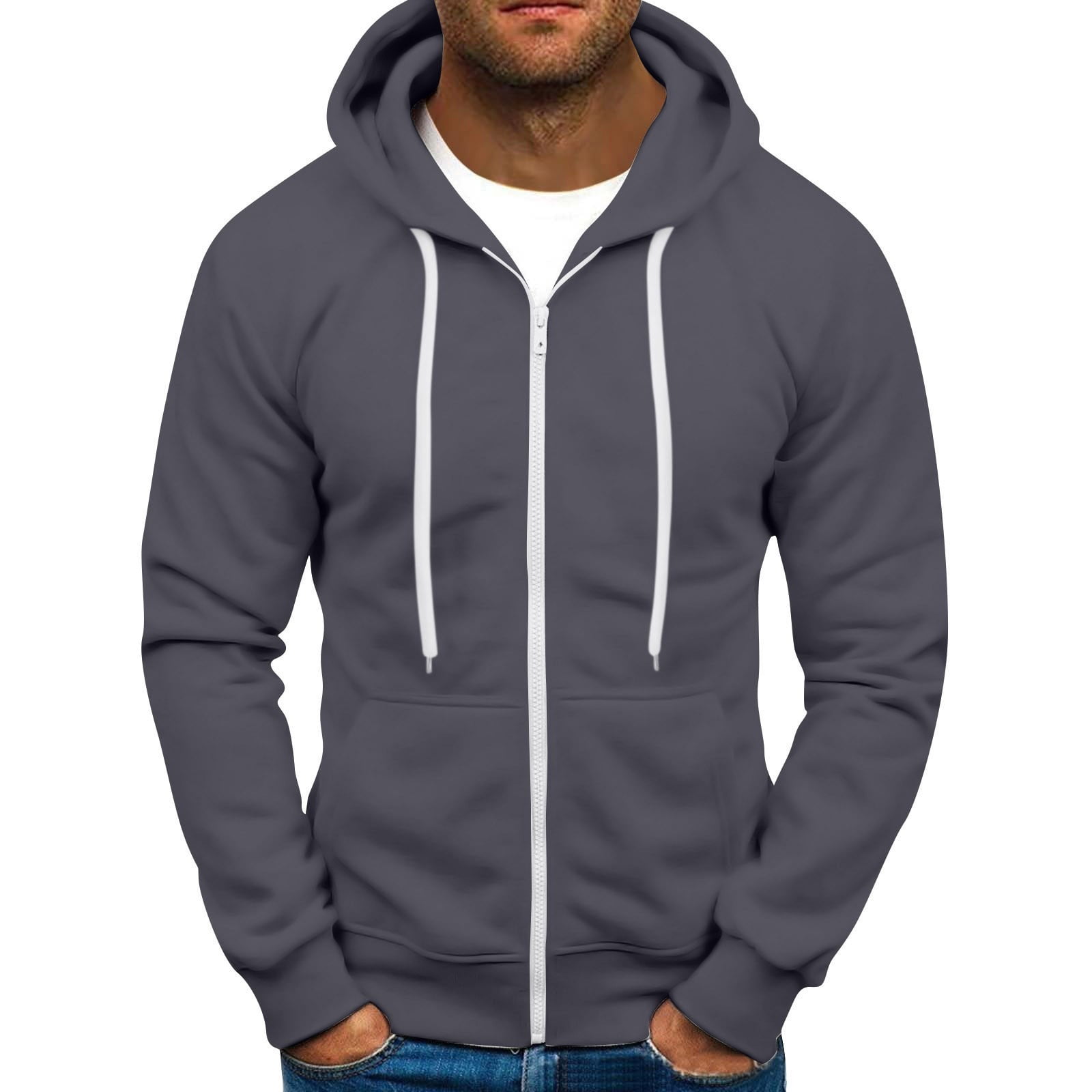 GrmtClth Zip Up Hoodie Men Loose Fit Drawstring Hooded Sweatshirt