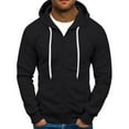 thumbnail image 1 of GrmtClth Zip Up Hoodie for Men Loose Fit Drawstring Hooded Sweatshirt Fall Fashion Long Sleeve Pullover Tops Soft Outerwear with Pockets Black L, 1 of 4