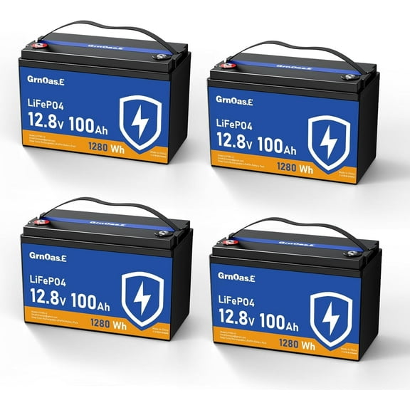 GrnOas.E 12V 100Ah LiFePO4 Lithium Battery, Group 31 Battery with Low-Temp Cut off Protection, Built-in 100A BMS, 15000+ Deep Cycles 1280Wh Rechargeable for Solar, Home Energy Storage, RVs, Marine