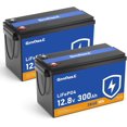 thumbnail image 1 of GrnOas.E 12V 300Ah LiFePO4 Lithium Battery, Built-in 150A BMS, 15000 Deep Cycles, 3840Wh, Low Temp Protection Lithium Iron Phosphate Battery for Golf Cart, RV, Trolling Motor, Marine, Solar, off-Grid, 1 of 8