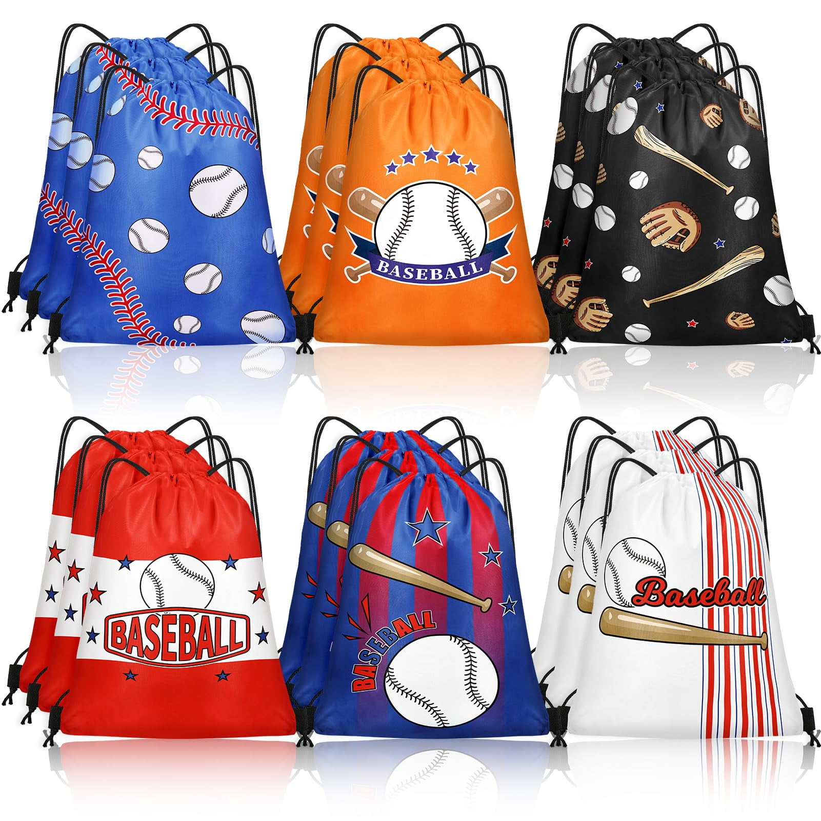 Grneric 18 Pcs EC36 Small Basketball Football Baseball Drawstring Bags