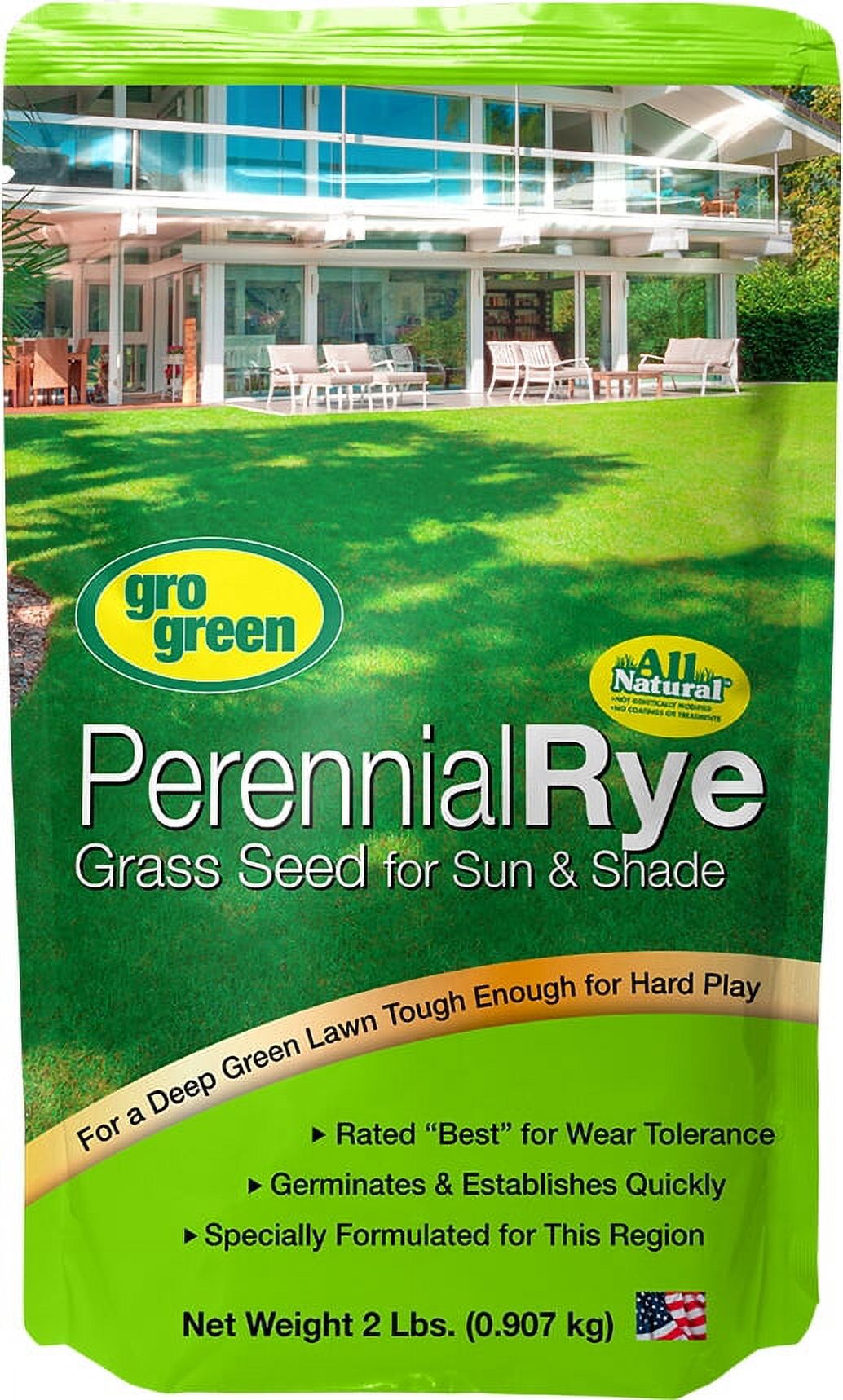 Gro Green Perennial Rye Fast Growing Grass Seed 2 lb.