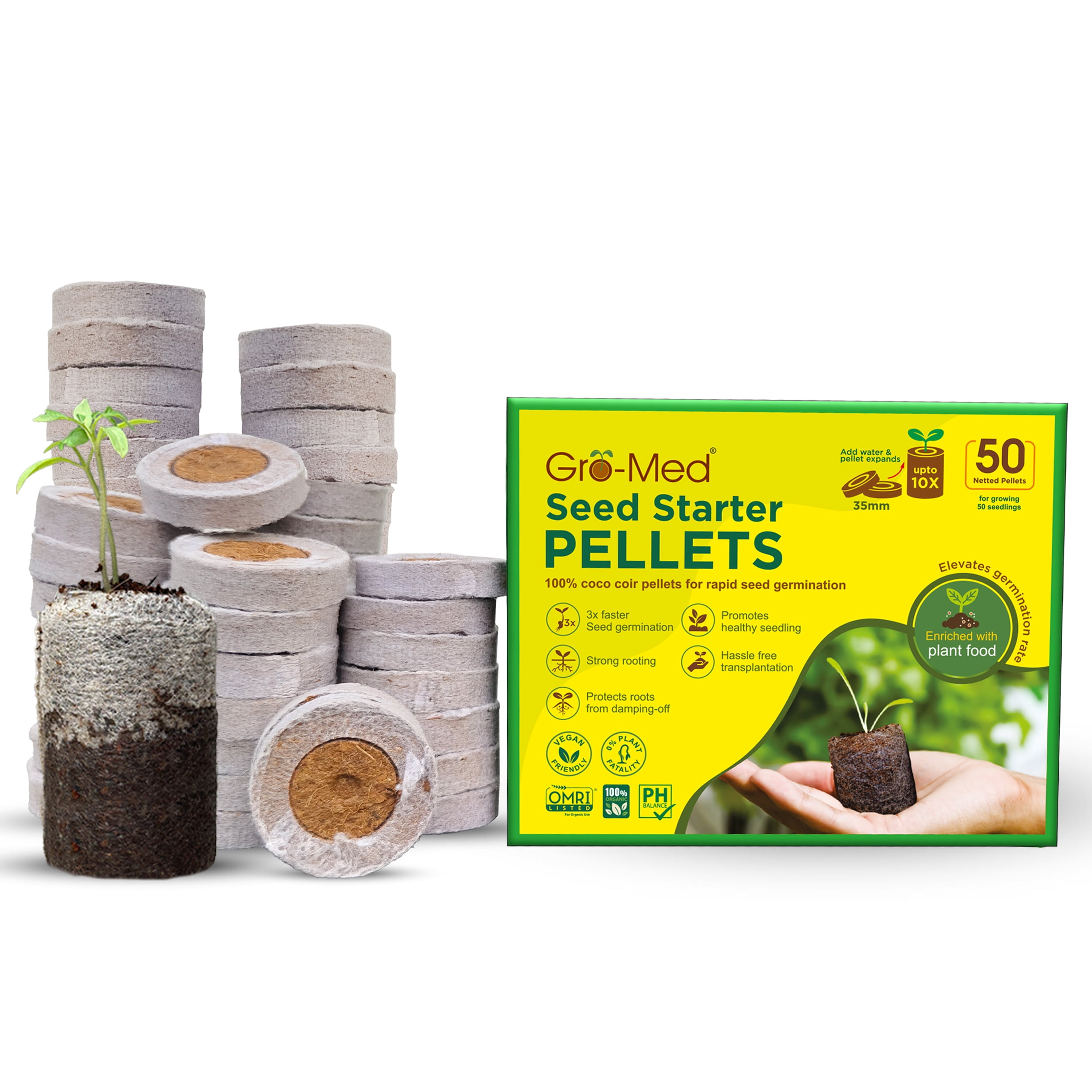 Gro-Med 50 Pcs 35mm Enriched Coco Coir Seed Starter Pellets - Walmart ...