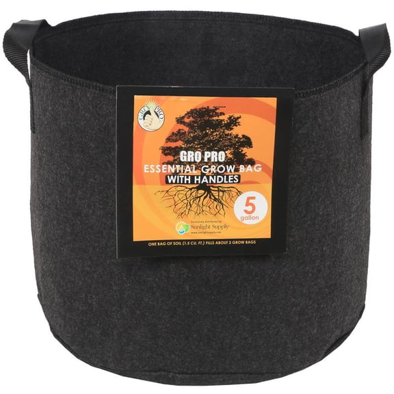 Gro Pro HGC725322 Black Essential Round Fabric Grow Bag 5 gal. with Handles