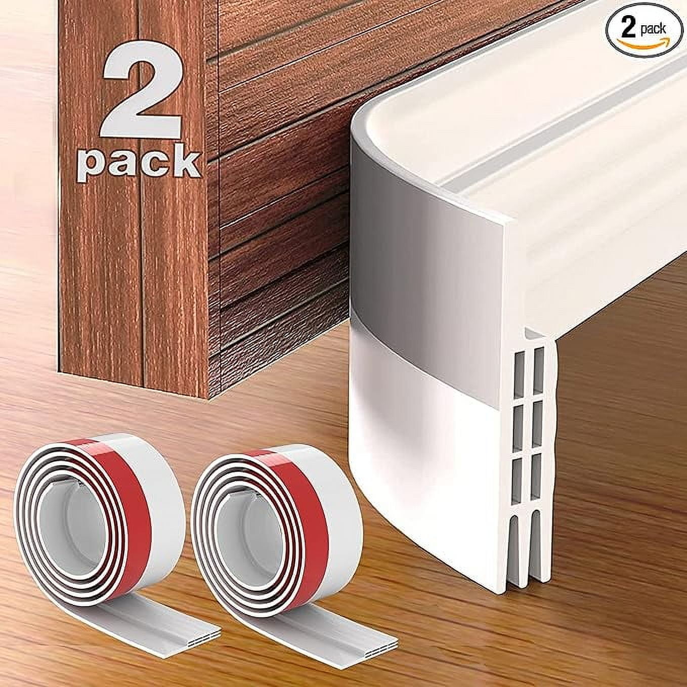 GroTheory 2 Pack Under Door Draft Stopper, Weather Stripping Door Seal, Bottom of Door Sweep for Exterior & Interior Doors, Garage Window Blocker Noise Dust Insulation Draft Guard, White 2" W x 39" L