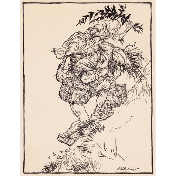 Groaning Continually He Climbed The Mountain Illustration By Arthur Rackham From Grimms Fairy Tale The Goose Girl At The Well Canvas Art - Ken Welsh Design Pics (13 x 17)