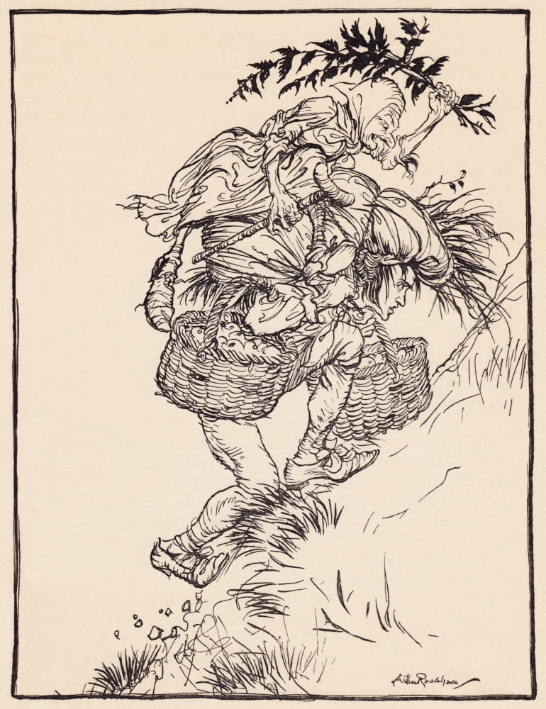 Groaning Continually He Climbed The Mountain Illustration By Arthur Rackham From Grimms Fairy Tale The Goose Girl At The Well Canvas Art - Ken Welsh Design Pics (26 x 34)