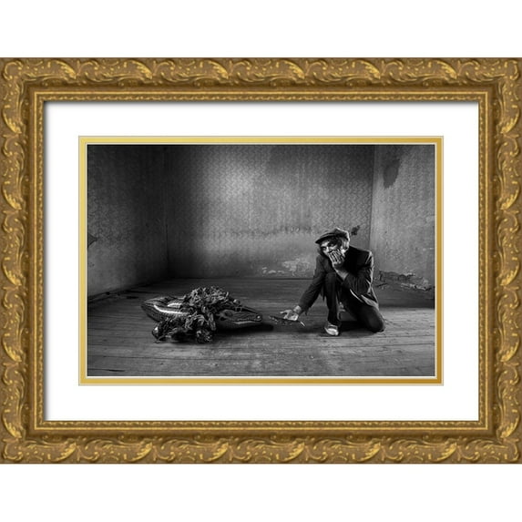 Grobenski, Mario 14x11 Gold Ornate Wood Framed with Double Matting Museum Art Print Titled - Give Me Back My Baby