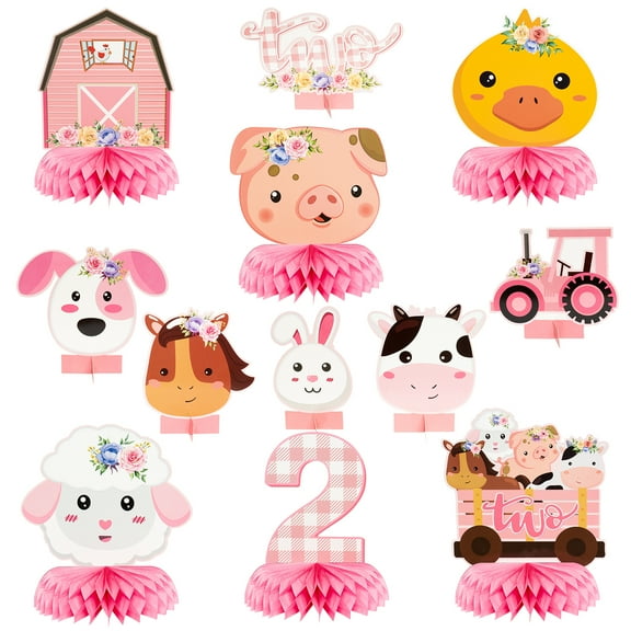 Grobro7 Honeycomb Ball-Watercolour Farm Animal Honeycomb Ball 2-Year-Old Girl Birthday Party and Photo Backdrop Decorations