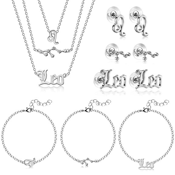 Grobro7 Leo Constellation Jewelry Set,with Alloy Necklace Bracelet Earrings9pack