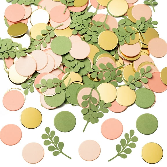 Grobro7 Party Confetti Set Includes Round Leaf Confetti for Baby Shower Wedding Decor Supplies, 300 Pieces