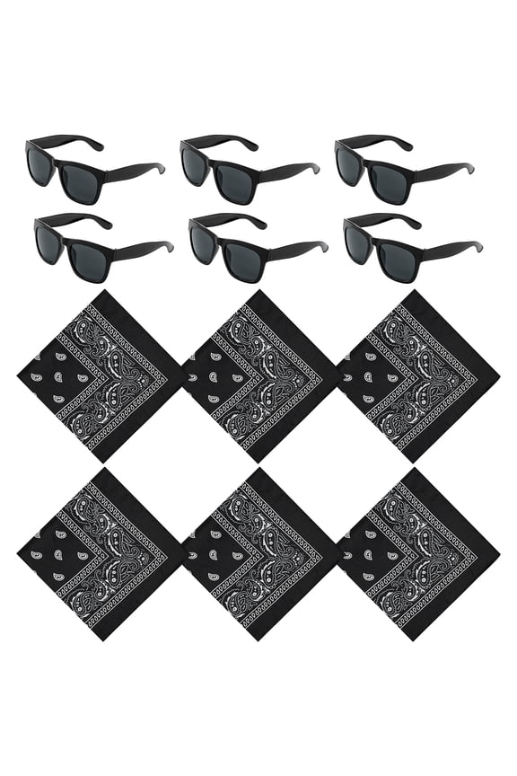 Sunglasses Square Scarf Kit for Boys and Girls Daily Stylish Accessories, Square Scarf with Black Cashew Flower Sign for Headscarf & Shawl