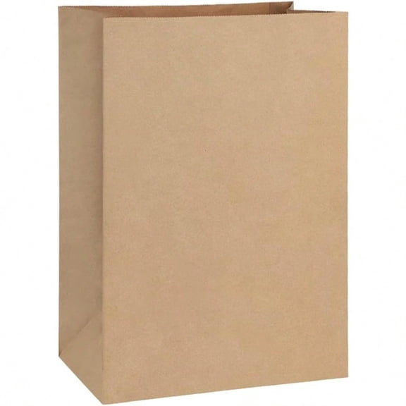 Grocery Bags 12x7x17 Inches 100Pcs Heavy Duty Kraft Brown Paper Grocery Bags Durable Recyclable Paper Barrel Sacks for Gifts Retail Storage Wrapping Food Delivery