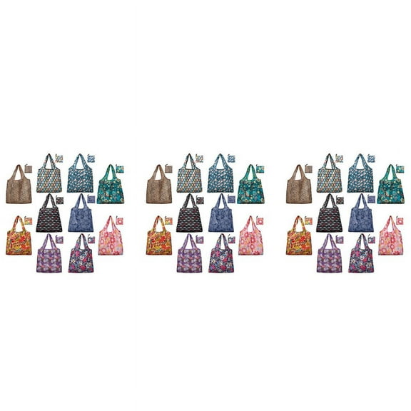 Grocery Bags Reusable Foldable 30 Pack Shopping Tote 50LBS Extra Ripstop Pattern Machine Washable Storage