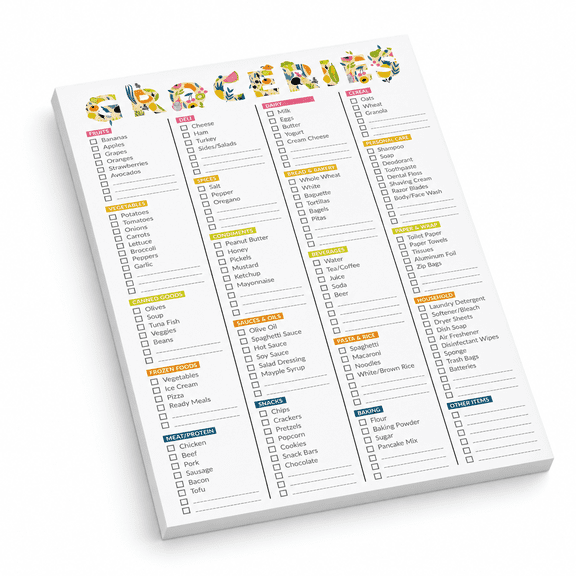 Grocery List Pad 7x10 Inch Magnetic Fridge Weekly Meal Planner Notebook