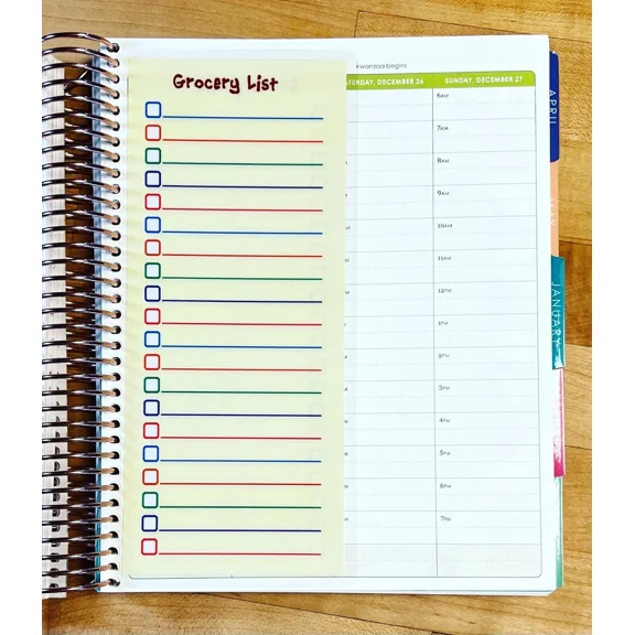 Grocery List Two-Sided Short Dashboard 4 Use With Erin Condren Planner