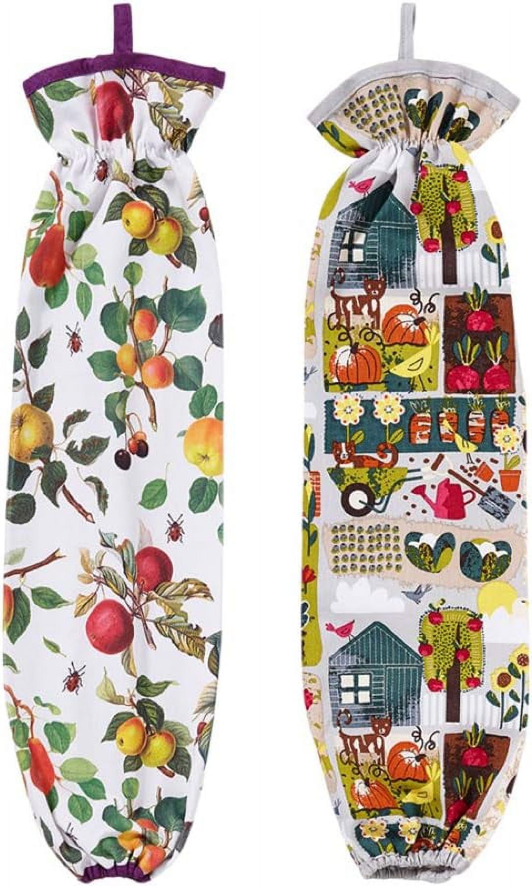 Grocery Plastic Bag Holder Dispenser With Decorative Print On Fabric