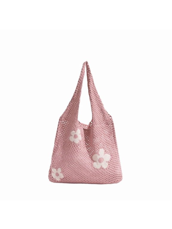 Grocery and Reusable Mesh Shopping Bag 1 Pack Pink Polyester Tote No Single-Use Plastic