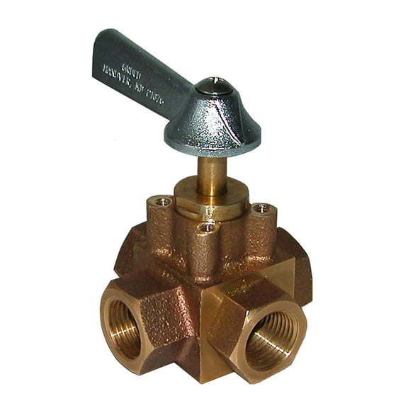 Groco FV-450-X Bronze 4-Way Tank Selector Valve 1/2" Full Flow