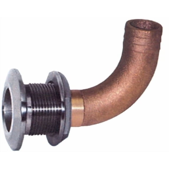 Groco HTHC-S #316 SS Hose Through-Hull 90 Degree with Bronze Nut